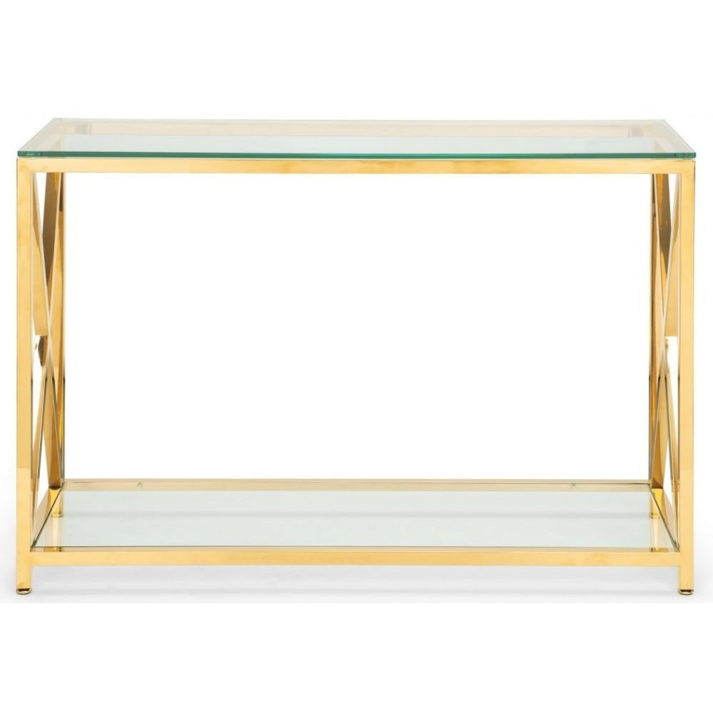 Julian Miami Glass and Gold Console Table