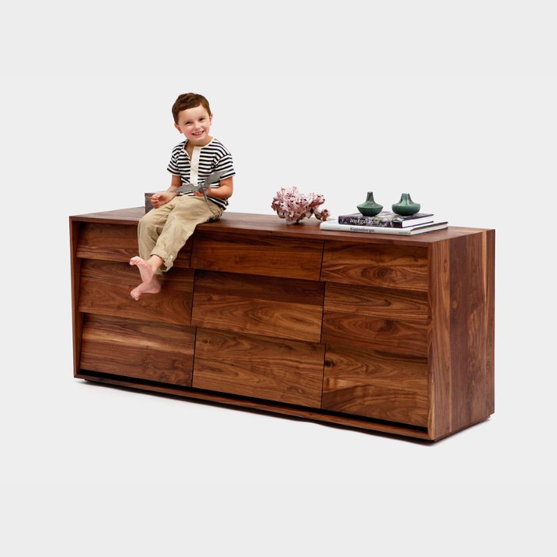 ARTLESS Oliver Large Dresser Bedroom Dresser Solid walnut frame and drawer fronts self-closing drawer glides leather floor glides.+